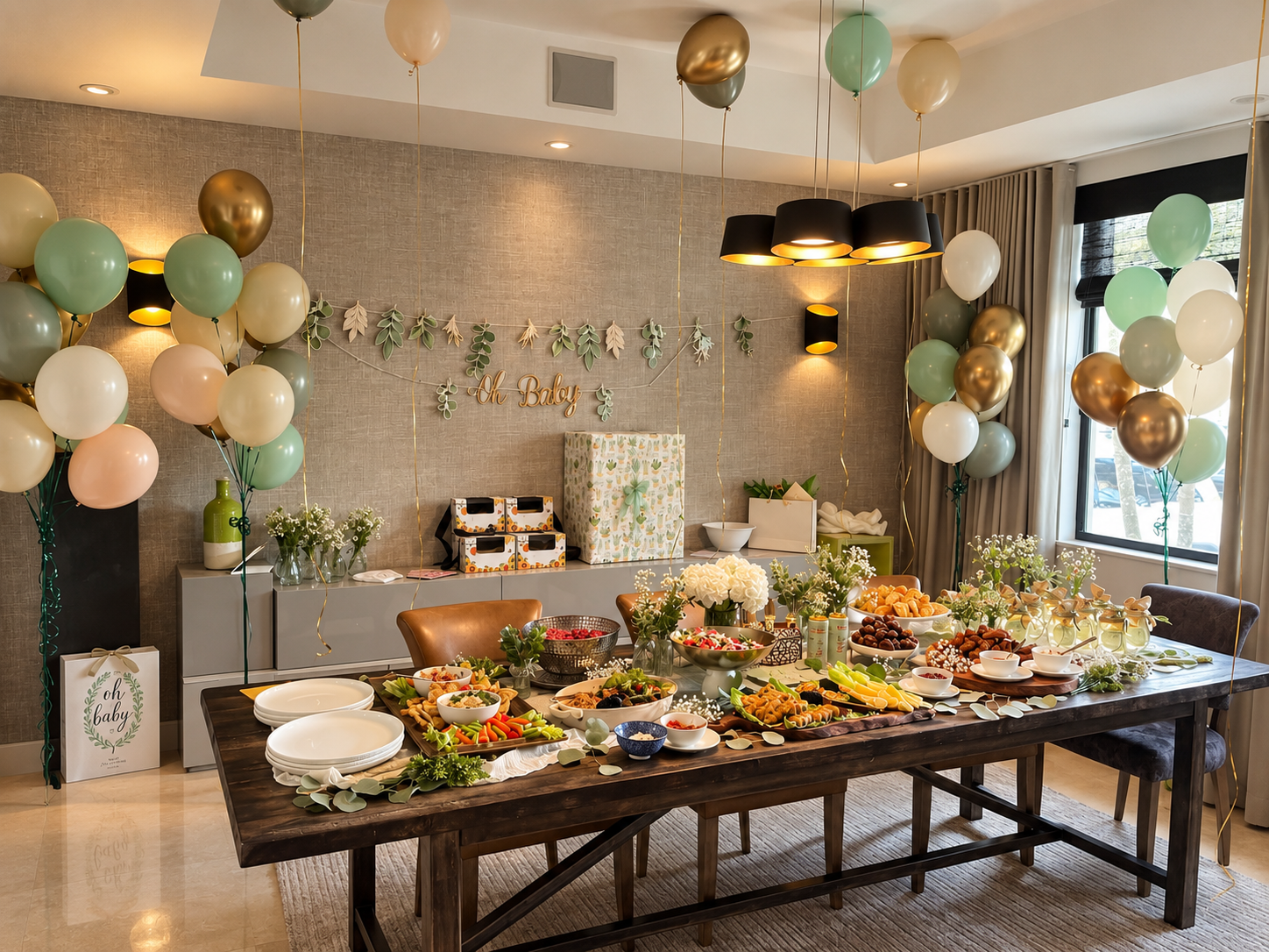 Baby shower catering table